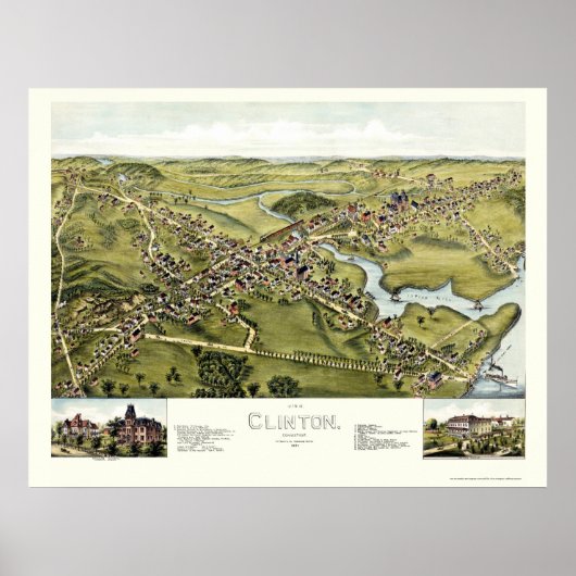 Clinton, CT Panoramic Map - 1881 Poster (Vorne)