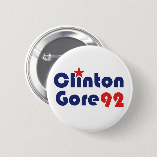 Clinton Gore 92 Retro-Demokrat Button (Vorne & Hinten)