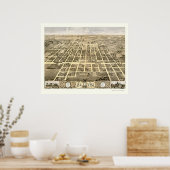 Clinton, IL Panorama Karte - 1869 Poster (Küche)