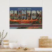 Clinton, IowaGroße BuchstabenszenenClinton, IA Poster (Küche)