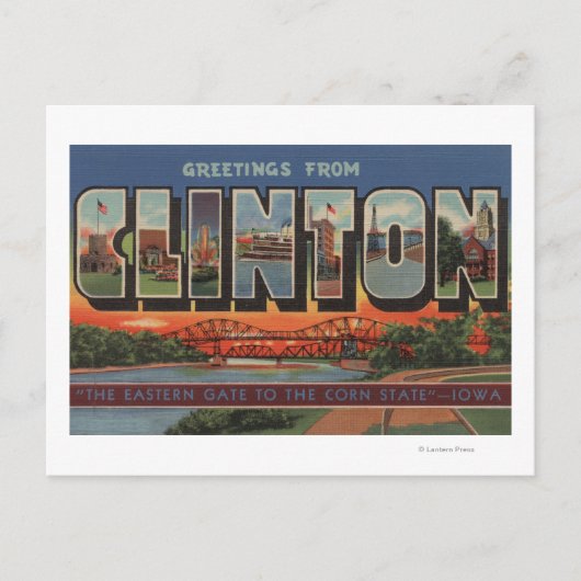 Clinton, IowaGroße BuchstabenszenenClinton, IA Postkarte (Vorderseite)