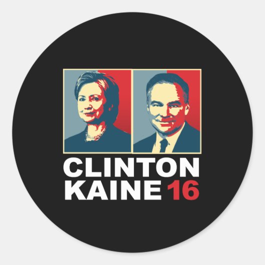Clinton Kaine 16 - Posterized — Runder Aufkleber (Vorderseite)