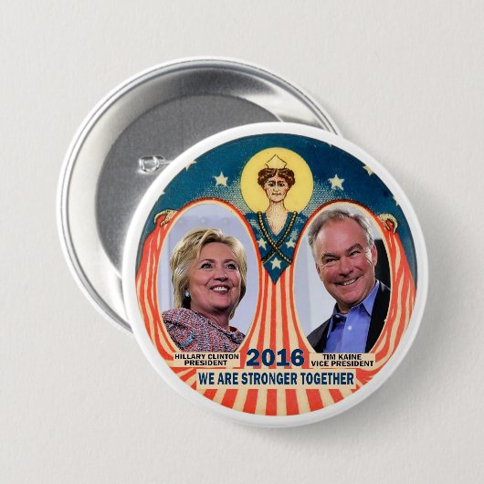 Clinton/Kaine 2016 Button (Vorne & Hinten)