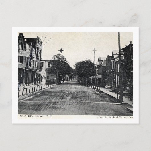 Clinton, New Jersey, Main St, Vintag Postkarte (Vorderseite)