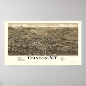 Clinton, NY Panoramic Map - 1885 Poster (Vorne)