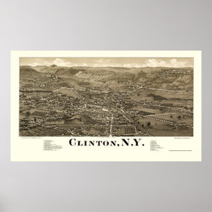 Clinton, NY Panoramic Map - 1885 Poster