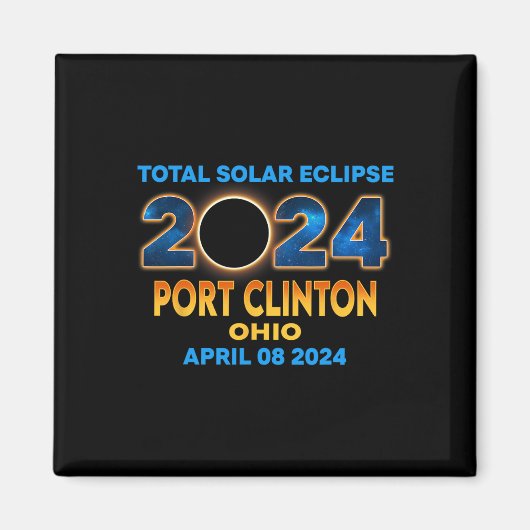 Clinton Ohio Eclipse 2024 Gesamtsolarzellen Magnet (Vorne)