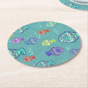 Clip Art Fish Muster + Ihre Ideen Runder Pappuntersetzer