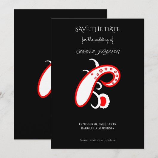 Clip Art Flower Design | Paisley | Floral Art Save The Date (Vorne/Hinten)