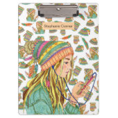 Clip Board Boho Hat Girl Klemmbrett (Vorderseite)