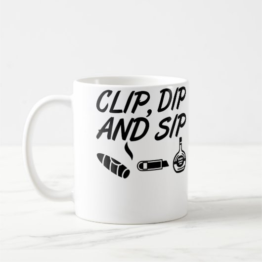 Clip Dip Sip Funny Cigar Cutter Cognac Kaffeetasse (Links)