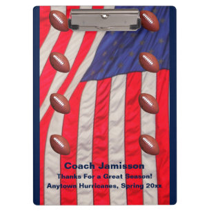 Clipboard, American Flag, Football Coach Klemmbrett