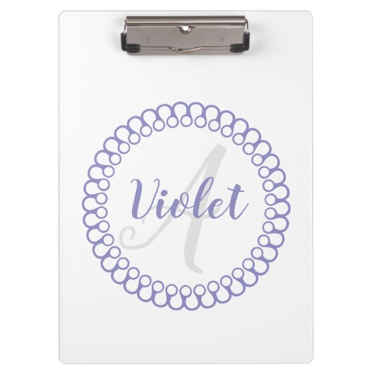Clipboard für das lila dekorative Circle Monogramm Klemmbrett (Vorderseite)