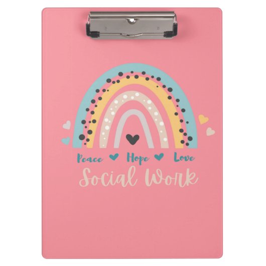 Clipboard "Peace Hope Liebe Social Work" Klemmbrett (Vorderseite)