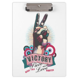 Clipboard – Victory Peace & Love Pop-Art Design Klemmbrett