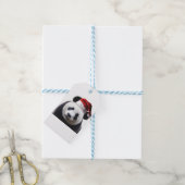 Clipped-Panda-Santa-2 Geschenkanhänger (Mit Garn)