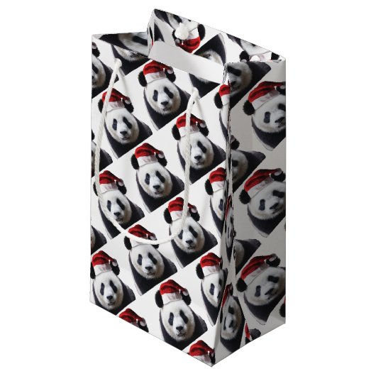 Clipped-Panda-Santa-2 Kleine Geschenktüte (Vorderseite Schrägansicht)