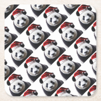 Clipped-Panda-Santa-2 Rechteckiger Pappuntersetzer