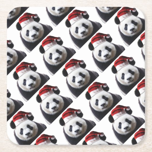 Clipped-Panda-Santa-2 Rechteckiger Pappuntersetzer (Vorderseite)