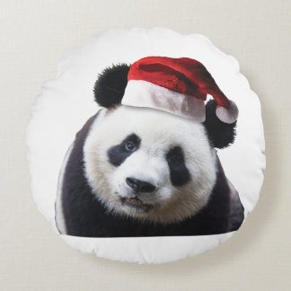 Clipped-Panda-Santa-2 Rundes Kissen