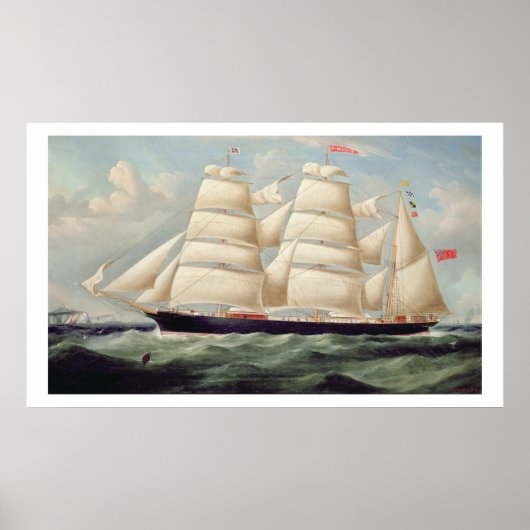 Clipper Barque 'Clendovey' (Öl auf Leinwand) Poster (Vorne)