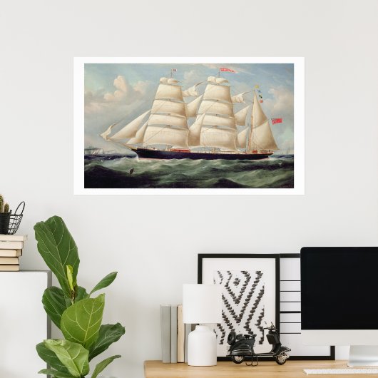 Clipper Barque 'Clendovey' (Öl auf Leinwand) Poster (Heimbüro)