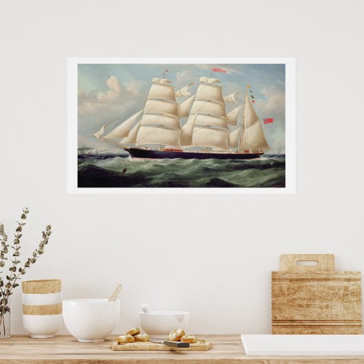 Clipper Barque 'Clendovey' (Öl auf Leinwand) Poster (Küche)