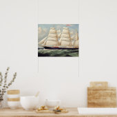 Clipper Barque 'Clendovey' (Öl auf Leinwand) Poster (Küche)