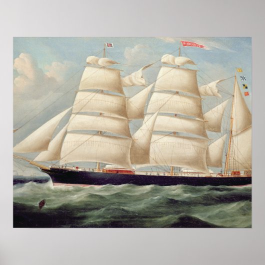 Clipper Barque 'Clendovey' (Öl auf Leinwand) Poster (Vorne)