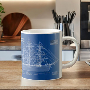 Clipper-Schiff Flying Cloud - Bauplan ABD Kaffeetasse