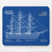 Clipper-Schiff Flying Cloud - Bauplan ABD Mousepad (Vorne)