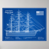 Clipper-Schiff Flying Cloud - Bauplan ABD Poster (Vorne)