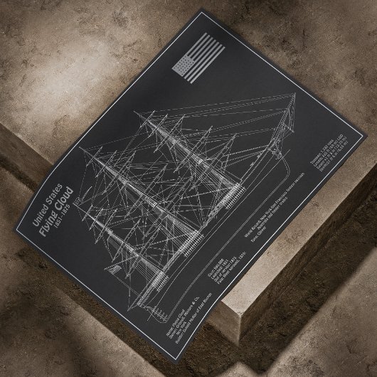 Clipper-Schiff Flying Cloud - Bauplan PD Poster