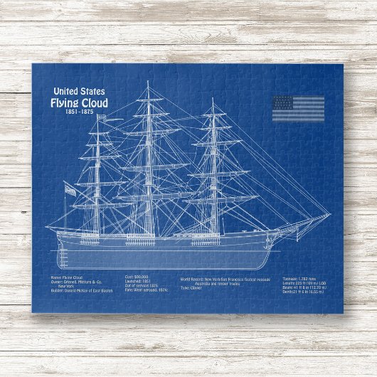 Clipper-Schiff Flying Cloud - Blaupause ABD Puzzle