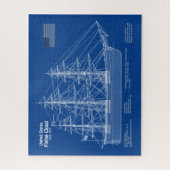 Clipper-Schiff Flying Cloud - Blaupause ABD Puzzle (Vertikal)