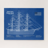 Clipper-Schiff Flying Cloud - Blaupause ABD Puzzle (Horizontal)