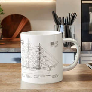 Clipper-Schiff Flying Cloud - Schiffbauplan BD Kaffeetasse
