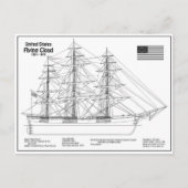Clipper-Schiff Flying Cloud - Schiffbauplan BD Postkarte (Vorderseite)