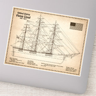 Clipper-Schiff Flying Cloud - Schiffbauplan SD Aufkleber