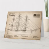 Clipper-Schiff Flying Cloud - Schiffbauplan SD Dankeskarte (Vorderseite)