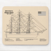 Clipper-Schiff Flying Cloud - Schiffbauplan SD Mousepad (Vorne)