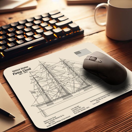 Clipper-Schiff Flying Cloud - Schiffbauplan SD Mousepad