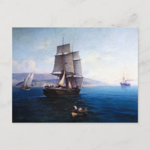 Clipper Segelschiff und Dampfschiff in den 1900er Postkarte