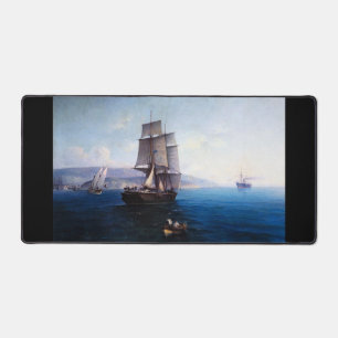 Clipper Segelschiff und Dampfschiff in den 1900er  Schreibtischunterlage