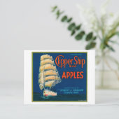 Clipper Ship Apple Label (grün) - Cashmere, WA Postkarte (Stehend Vorderseite)