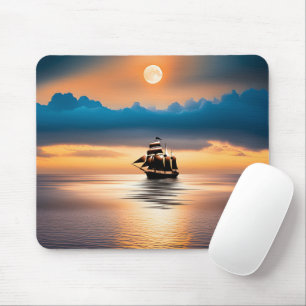Clipper Ship auf Mondlicht Mousepad