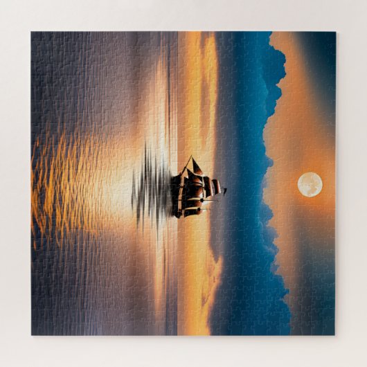 Clipper Ship auf Mondlicht Puzzle (Horizontal)