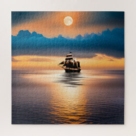 Clipper Ship auf Mondlicht Puzzle