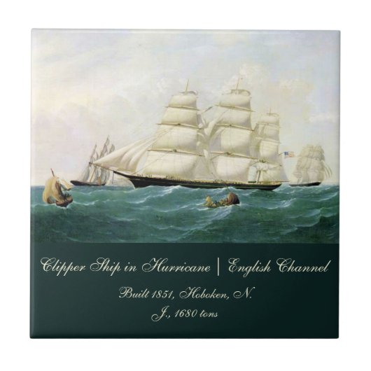Clipper Ship English Channel Hurricane Fliese (Vorderseite)