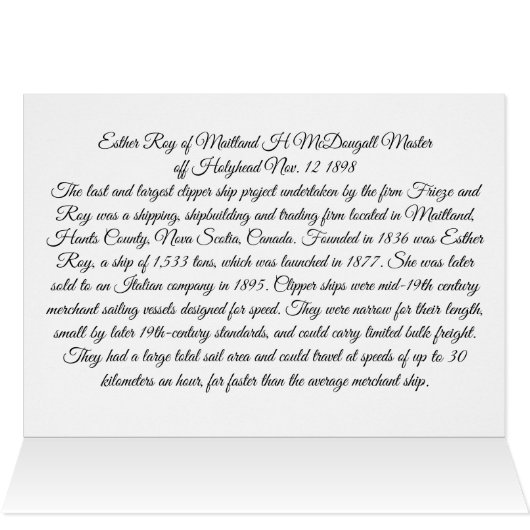 Clipper Ship Esther Roy 1898 (Innenansicht Horizontal (Oben))